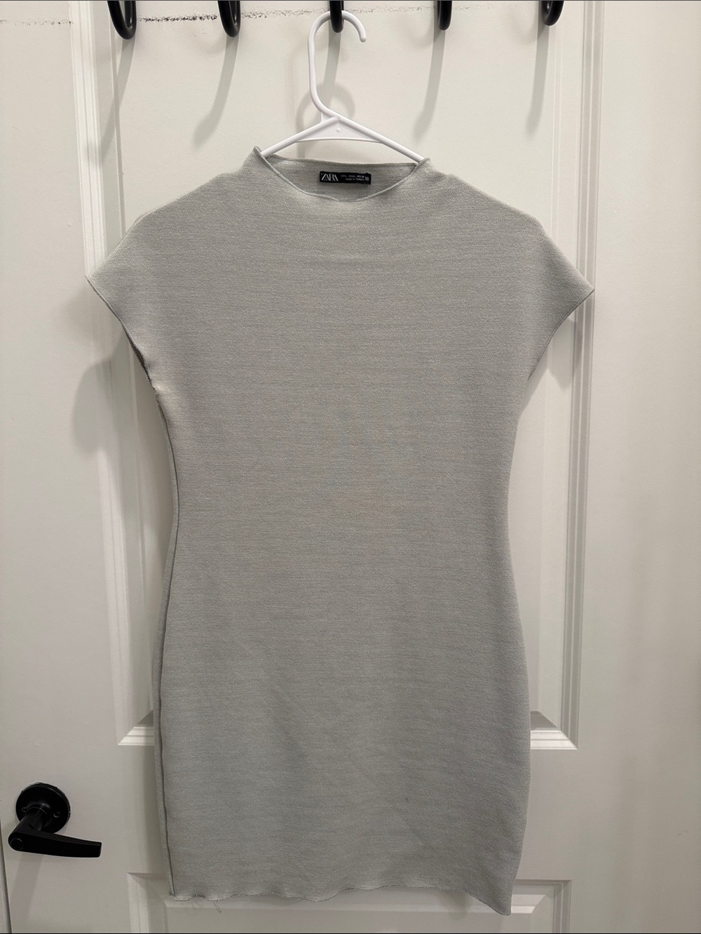 Zara Gray Ribbed Knit Mini Dress